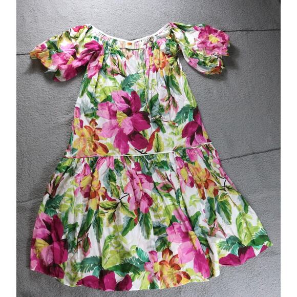 FARM Rio Dress Womens Small Floral Print Painted Flowers Off The Shoulder Maxi - Picture 2 of 10